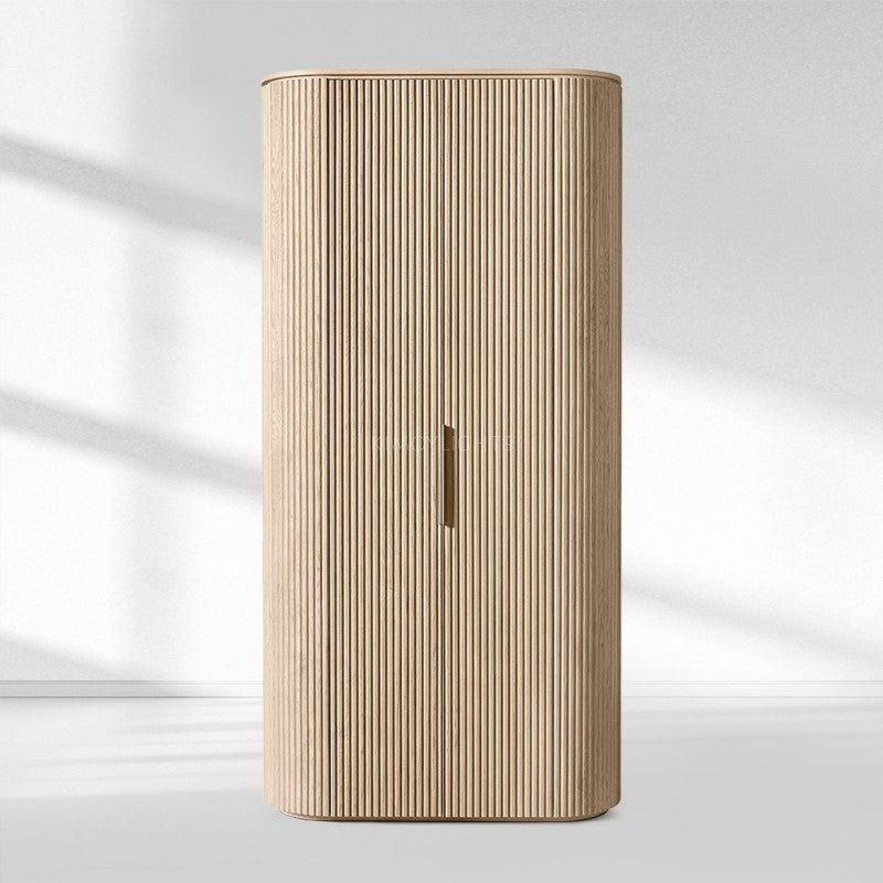 Byron Reeded White Oak Tall Cabinet