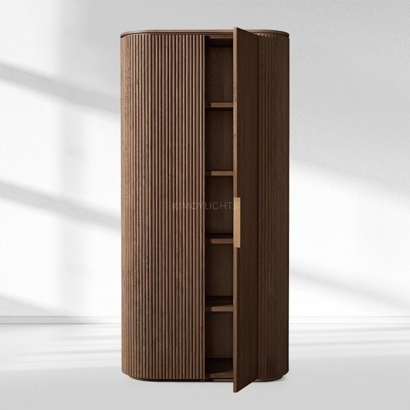 Byron Reeded White Oak Tall Cabinet