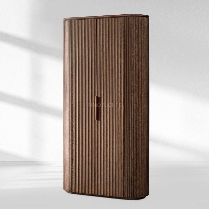 Byron Reeded White Oak Tall Cabinet