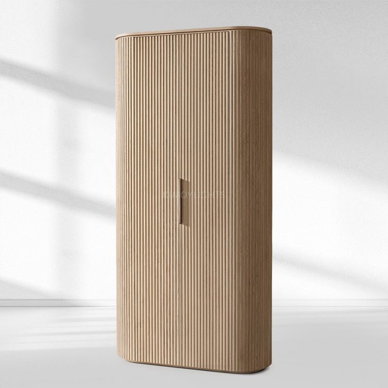 Byron Reeded White Oak Tall Cabinet
