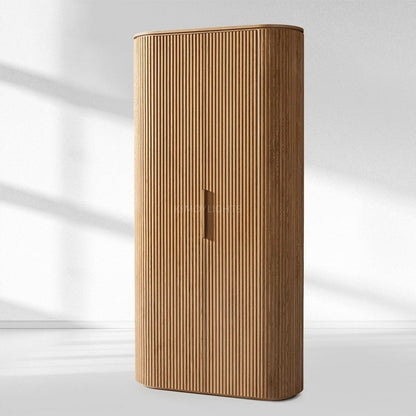 Byron Reeded White Oak Tall Cabinet