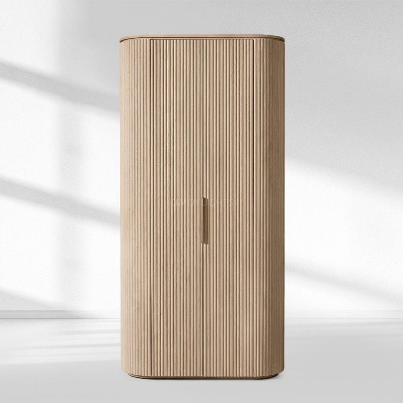 Byron Reeded White Oak Tall Cabinet