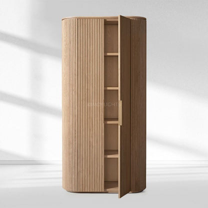 Byron Reeded White Oak Tall Cabinet