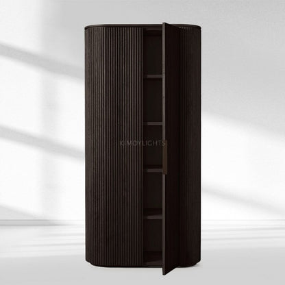 Byron Reeded White Oak Tall Cabinet