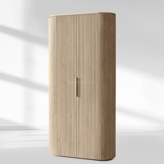 Byron Reeded White Oak Tall Cabinet