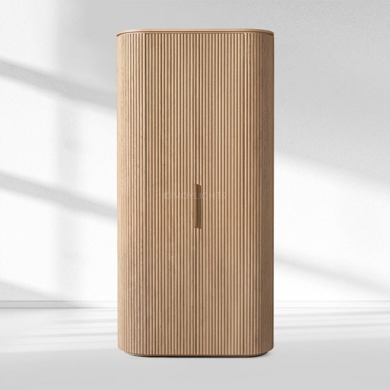 Byron Reeded White Oak Tall Cabinet