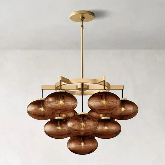 CABRETE AMBER GALSS ROUND CHANDELIER 36"-Nobipets