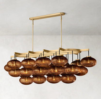 CABRETE AMBER GLASS LINEAR CHANDELIER 72"-Nobipets