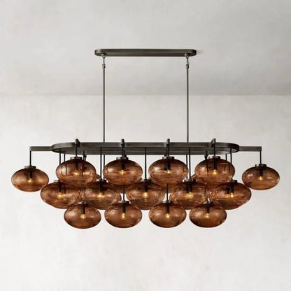 CABRETE AMBER GLASS LINEAR CHANDELIER 72"-Nobipets