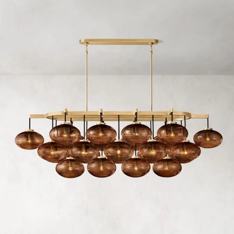 CABRETE AMBER GLASS LINEAR CHANDELIER 72"-Nobipets