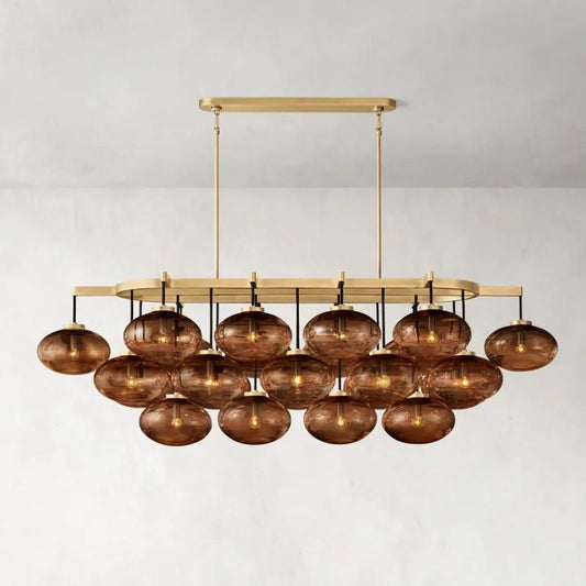 CABRETE AMBER GLASS LINEAR CHANDELIER 72"-Nobipets