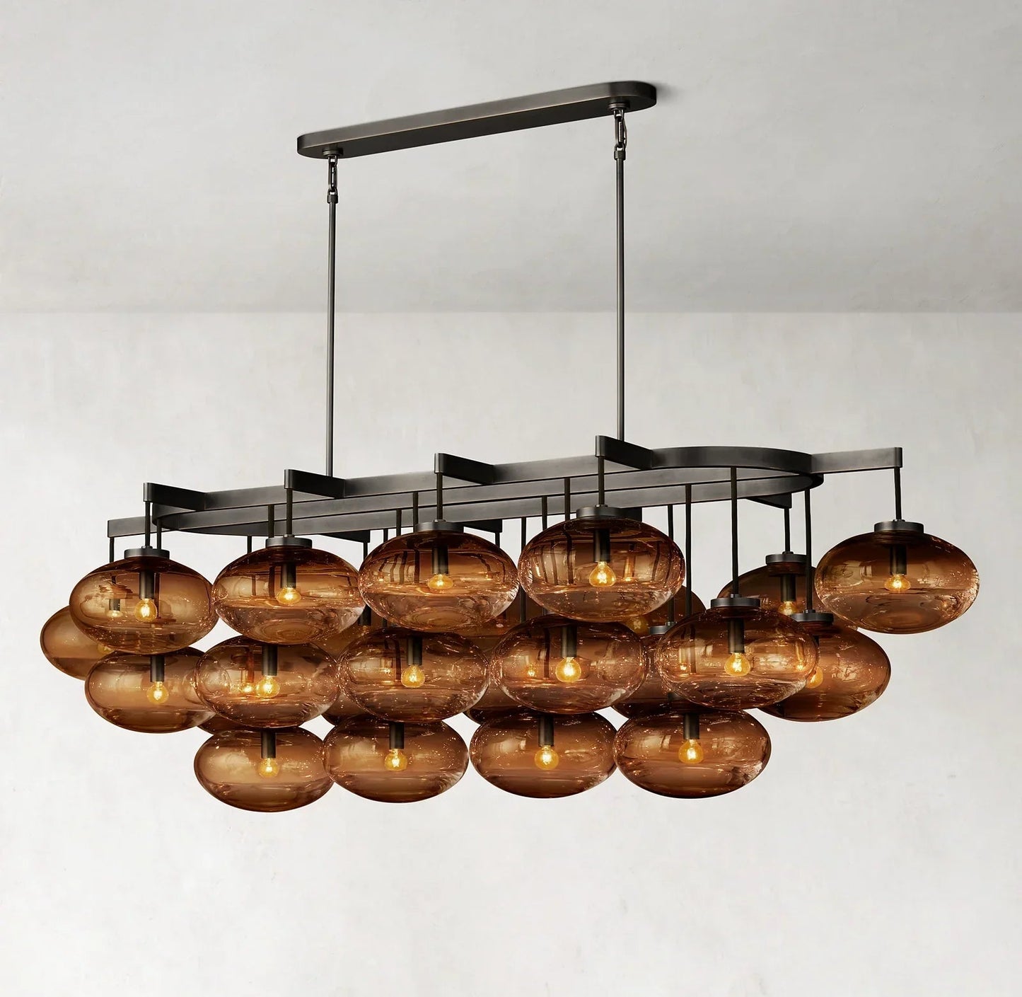 CABRETE AMBER GLASS LINEAR CHANDELIER 72"-Nobipets