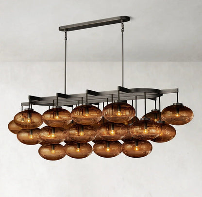 CABRETE AMBER GLASS LINEAR CHANDELIER 72"-Nobipets