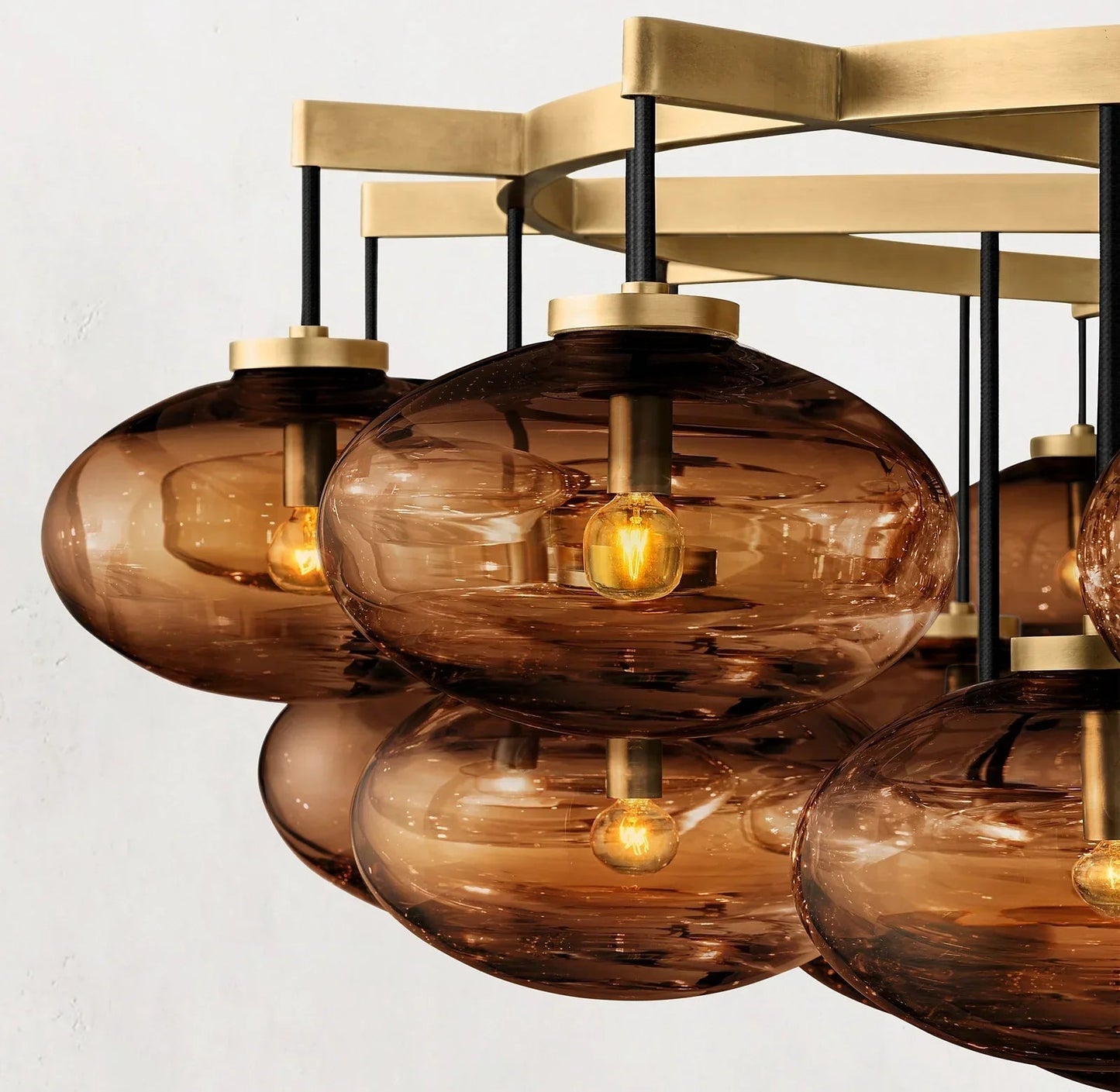 CABRETE AMBER GLASS ROUND CHANDELIER 60"-Nobipets