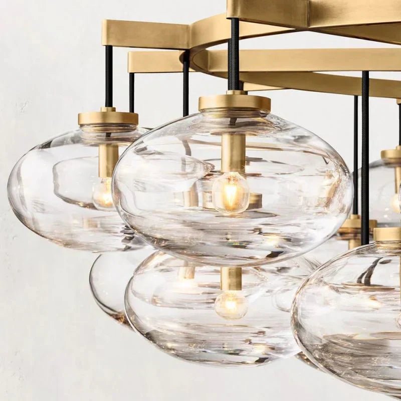 CABRETE AMBER GLASS ROUND CHANDELIER 60"-Nobipets