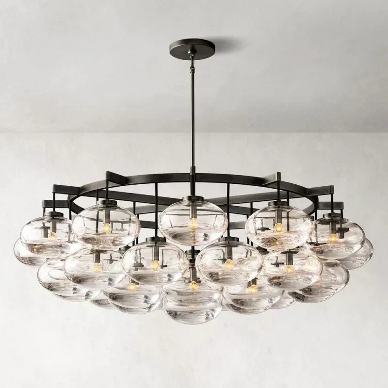 CABRETE AMBER GLASS ROUND CHANDELIER 60"-Nobipets