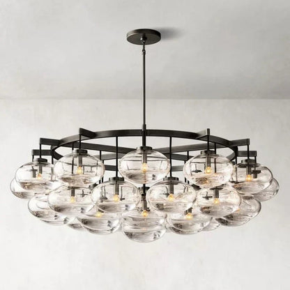 CABRETE AMBER GLASS ROUND CHANDELIER 60"-Nobipets