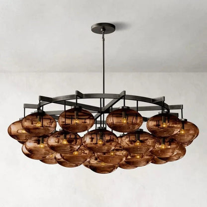 CABRETE AMBER GLASS ROUND CHANDELIER 60"-Nobipets