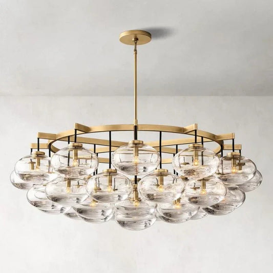 CABRETE AMBER GLASS ROUND CHANDELIER 60"-Nobipets