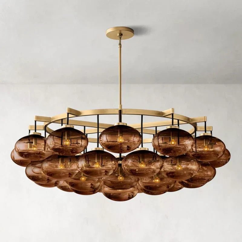 CABRETE AMBER GLASS ROUND CHANDELIER 60"-Nobipets