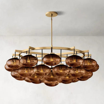 CABRETE AMBER GLASS ROUND CHANDELIER 60"-Nobipets