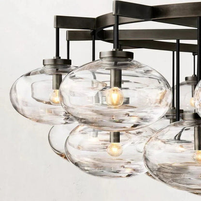 CABRETE AMBER GLASS ROUND CHANDELIER 60"-Nobipets