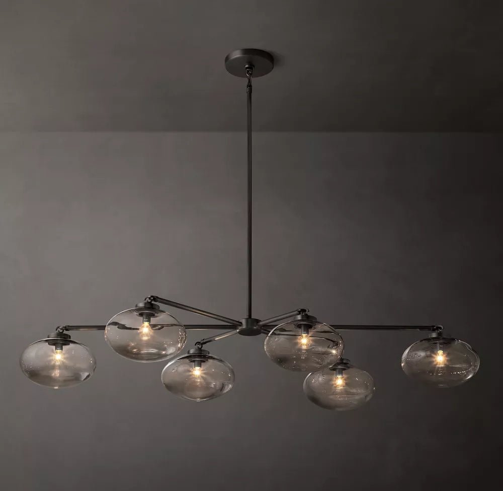 Cabrete Clear Glass Mobile Linear Chandelier 60'' 72''-Nobipets
