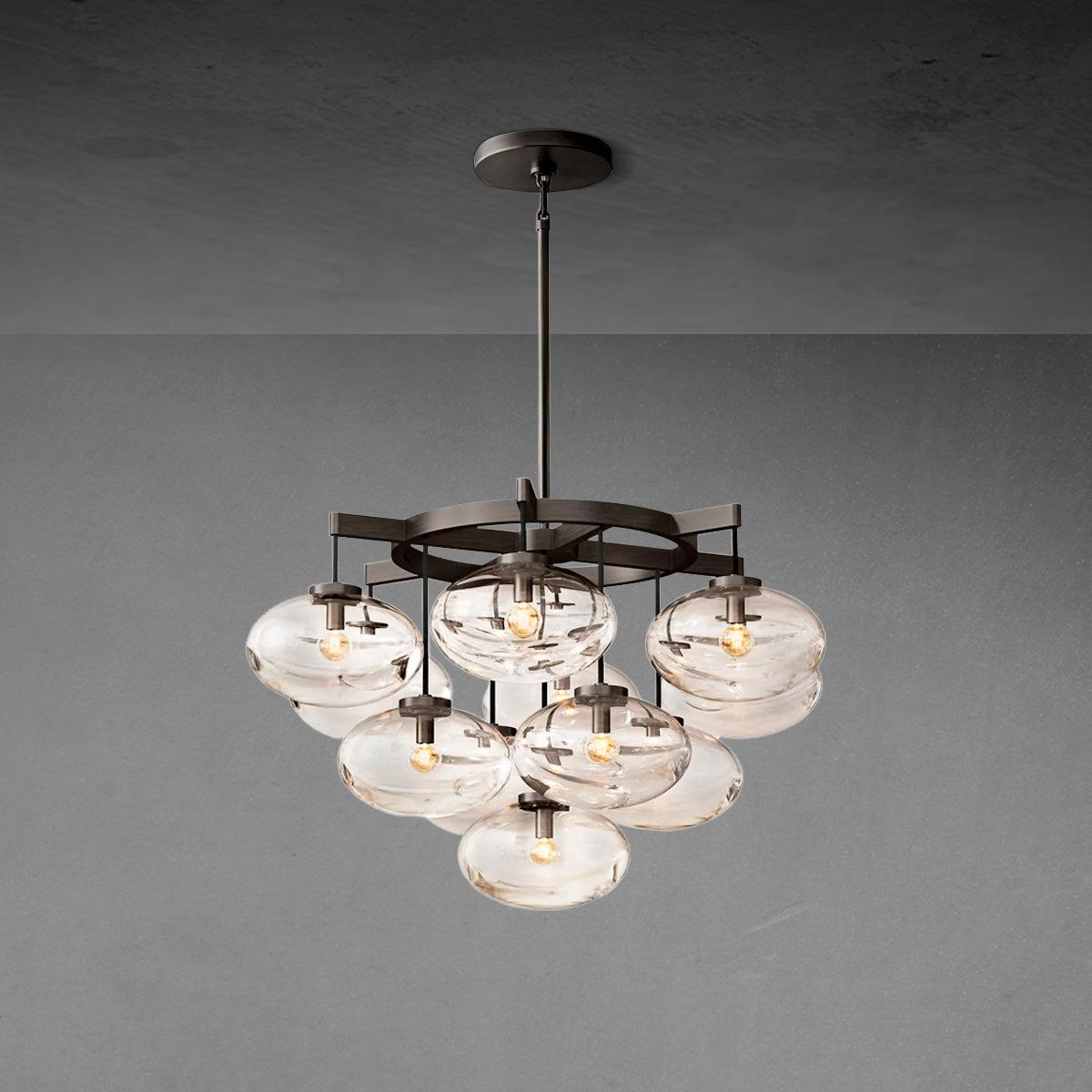 CABRETE CLEAR GLASS ROUND CHANDELIER 36"-Nobipets