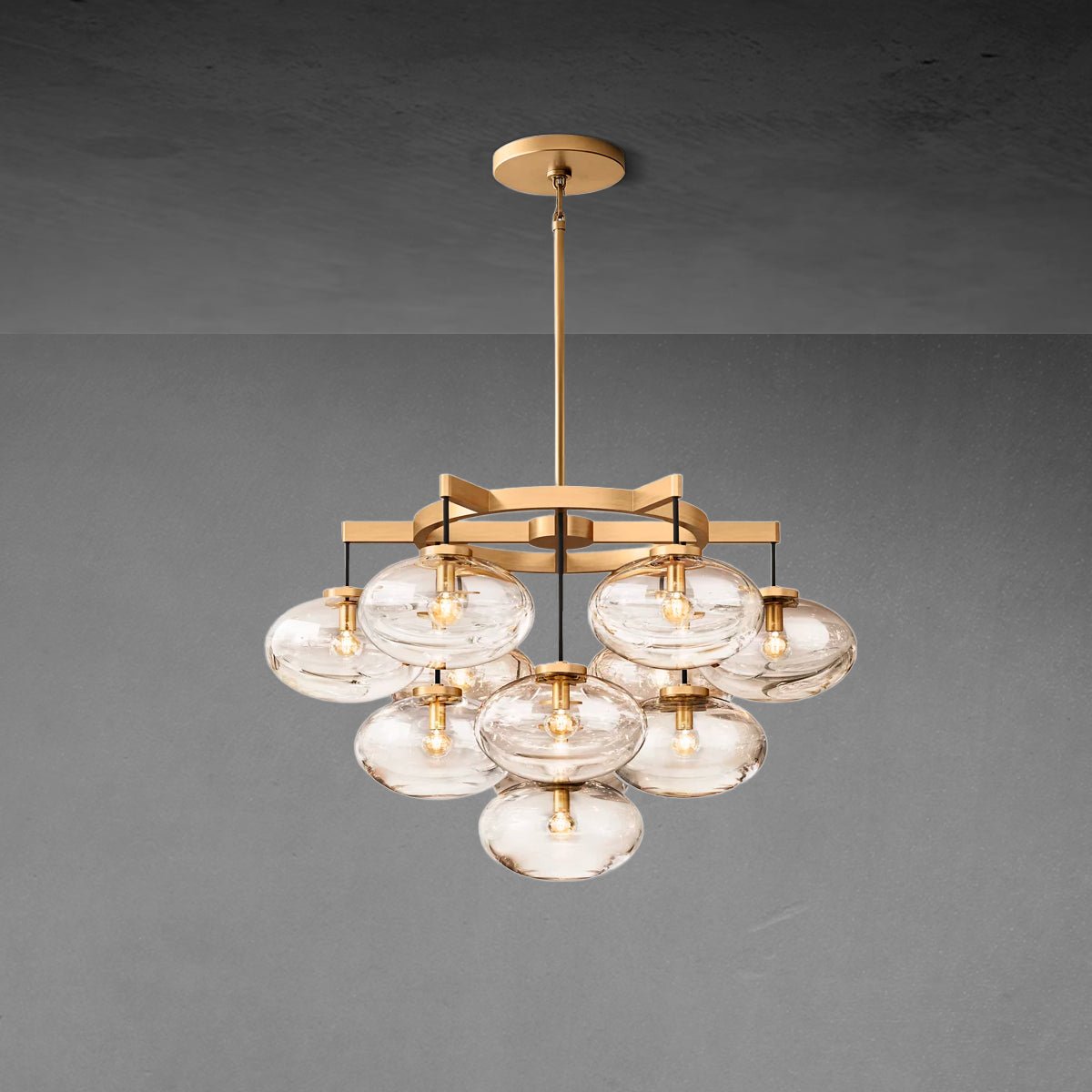 CABRETE CLEAR GLASS ROUND CHANDELIER 36"-Nobipets