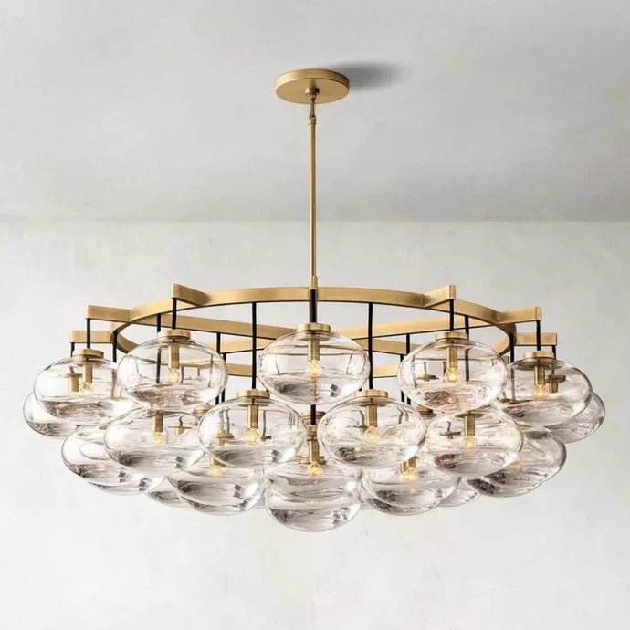 CABRETE CLEAR GLASS ROUND CHANDELIER 60"-Nobipets