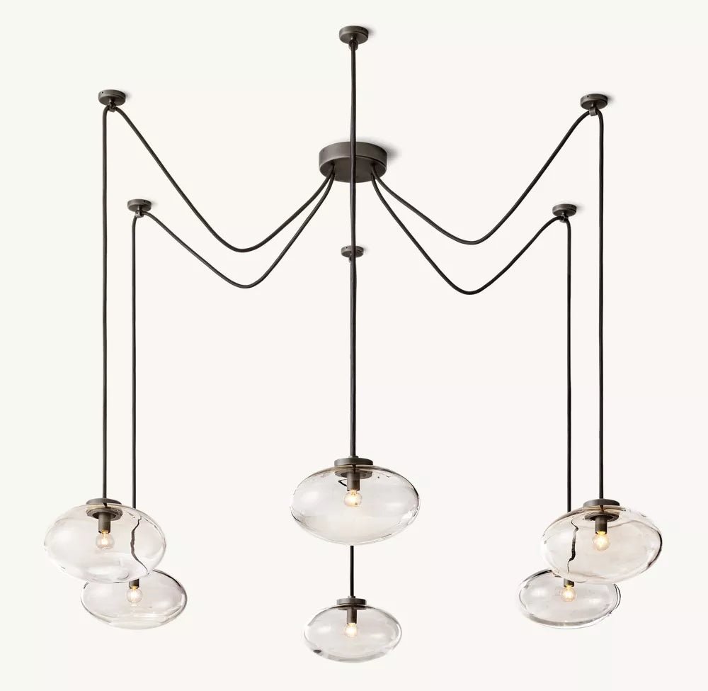 Cabrete Clear Glass Suspended Chandelier 84"-Nobipets