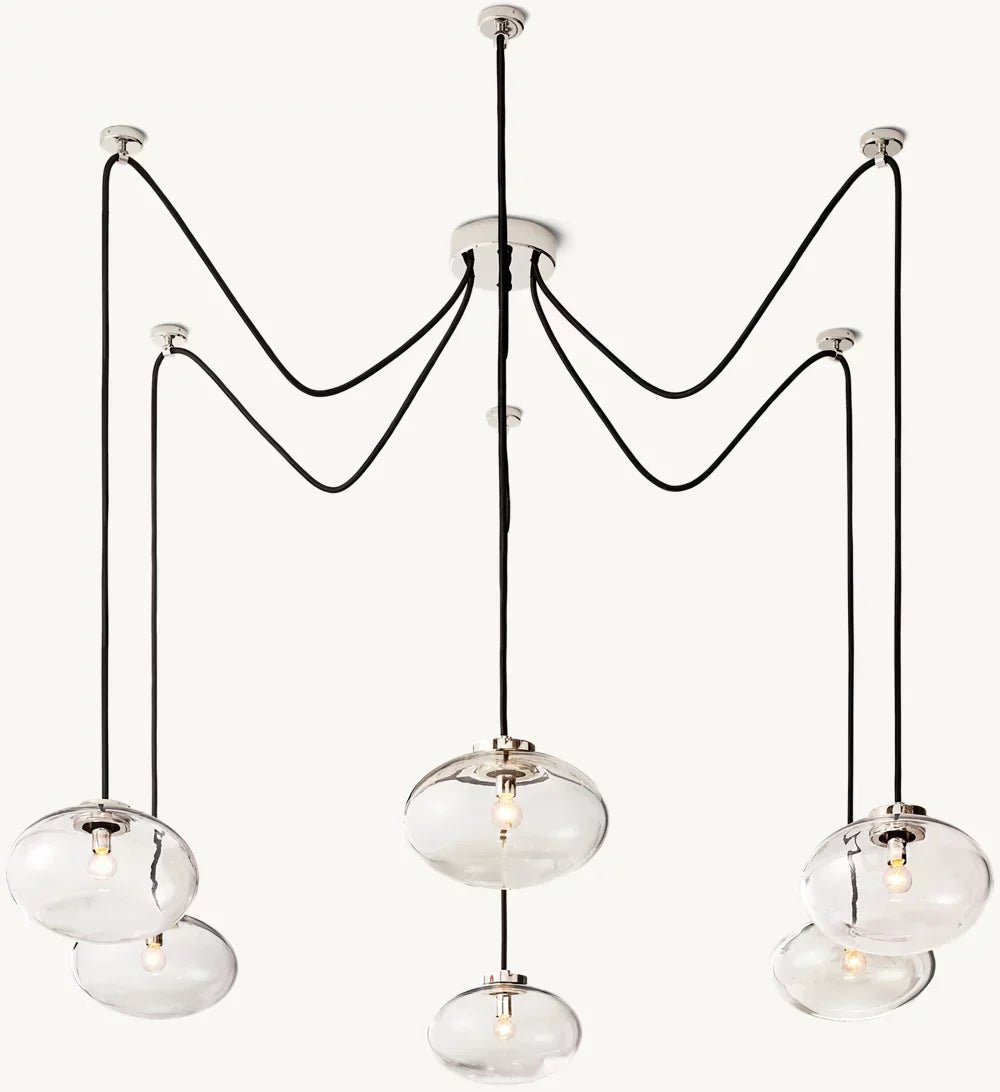 Cabrete Clear Glass Suspended Chandelier 84"-Nobipets