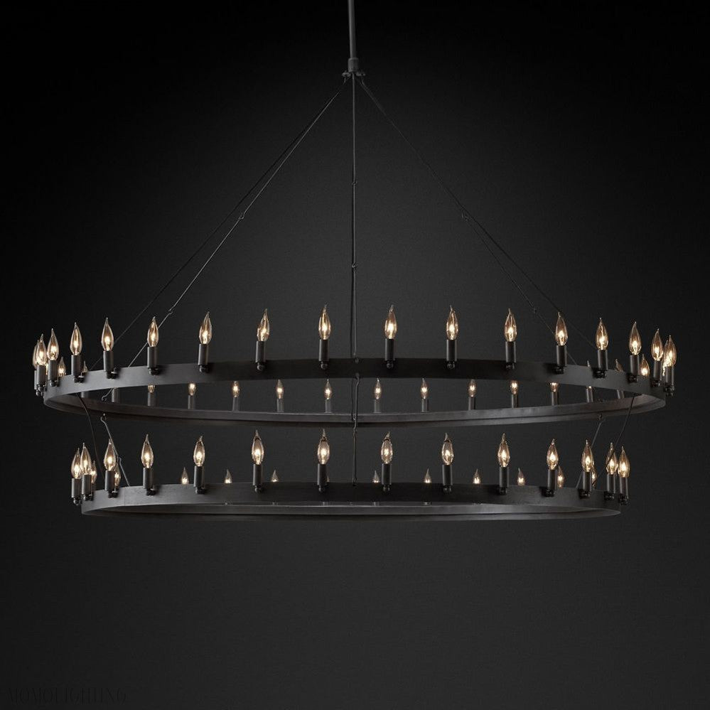 Camino Vintage Candelabra Two-Tier Round Chandelier-Nobipets