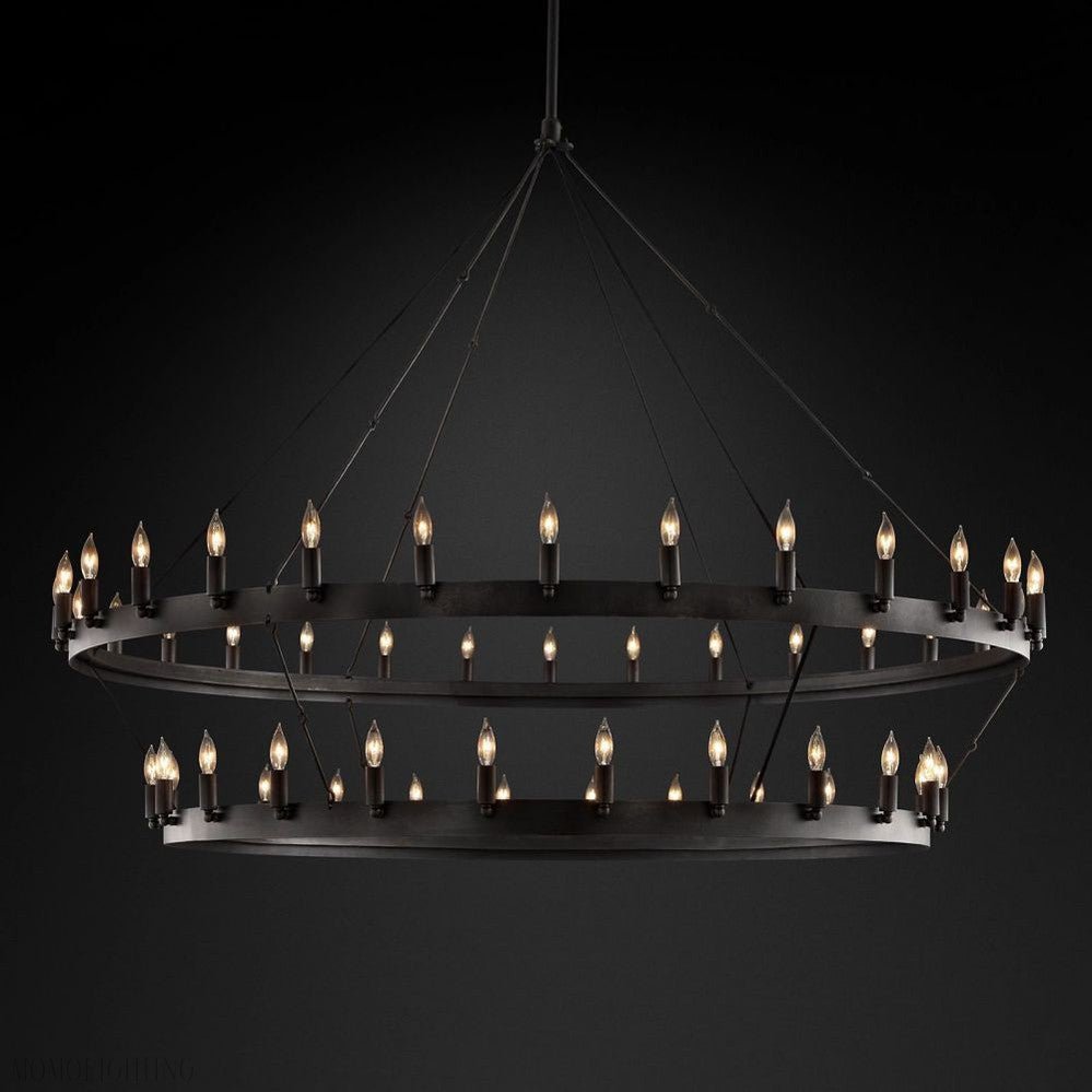 Camino Vintage Candelabra Two-Tier Round Chandelier-Nobipets