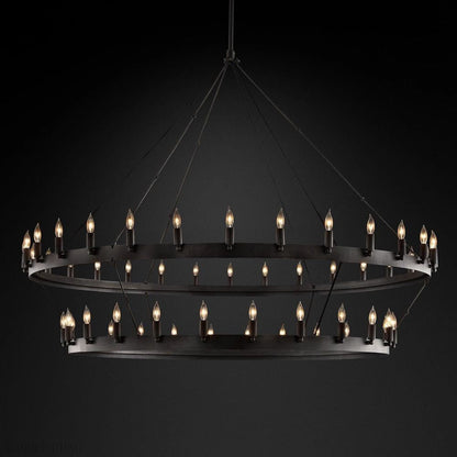 Camino Vintage Candelabra Two-Tier Round Chandelier-Nobipets