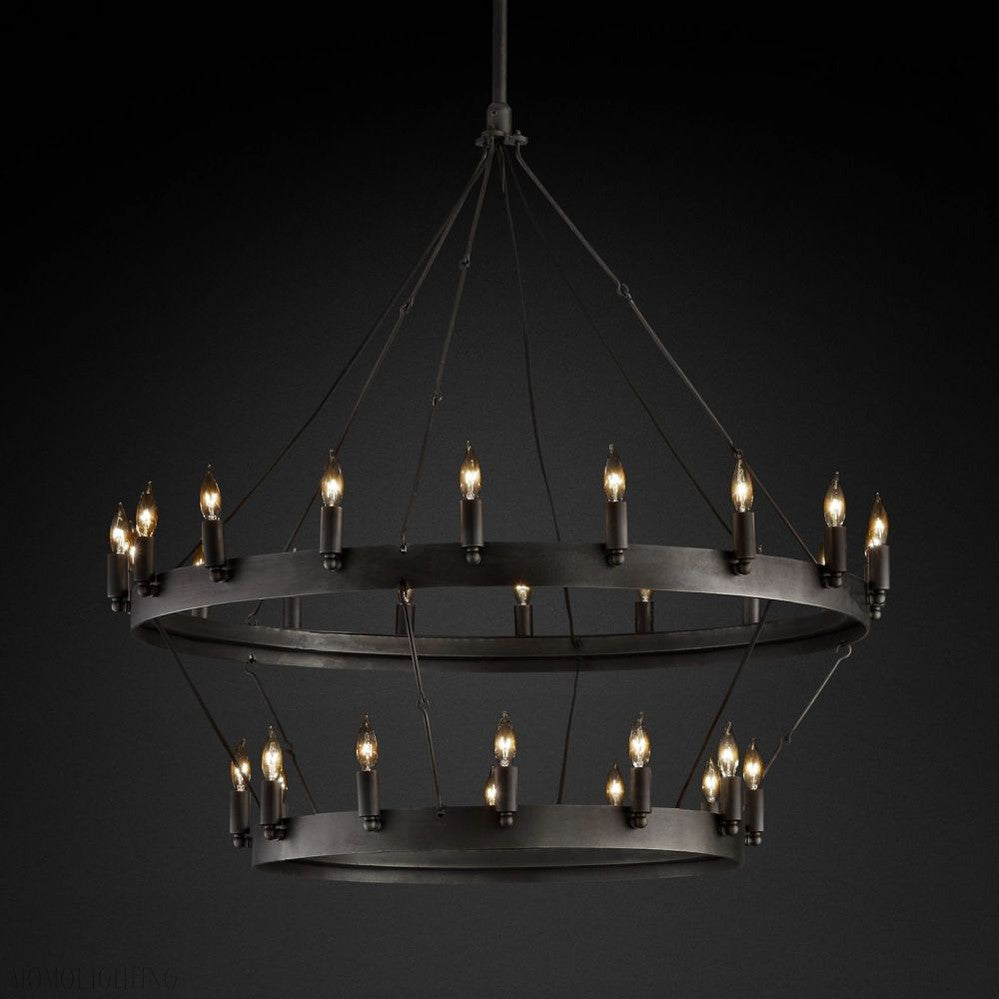 Camino Vintage Candelabra Two-Tier Round Chandelier-Nobipets