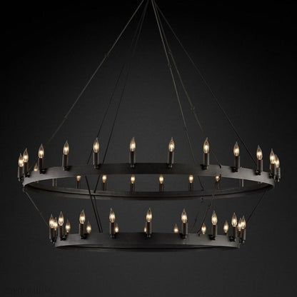 Camino Vintage Candelabra Two-Tier Round Chandelier-Nobipets
