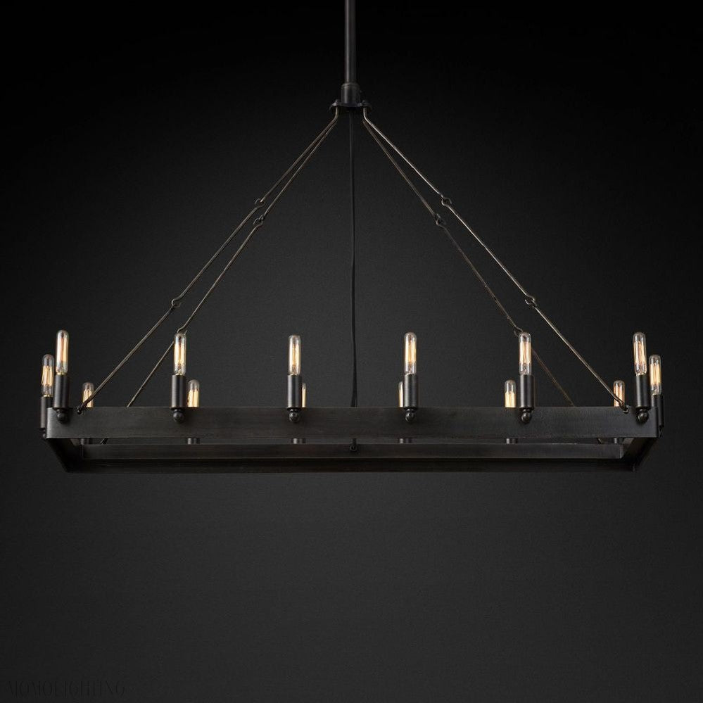 Camino Vintage Filament Rectangle Chandelier-Nobipets