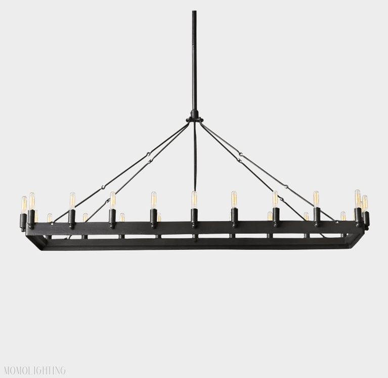 Camino Vintage Filament Rectangular Chandelier-Nobipets