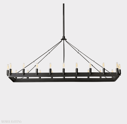 Camino Vintage Filament Rectangular Chandelier-Nobipets