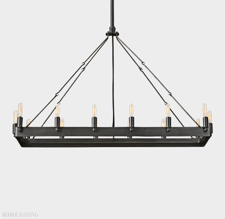 Camino Vintage Filament Rectangular Chandelier-Nobipets