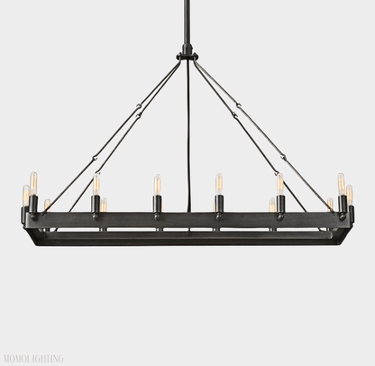 Camino Vintage Filament Rectangular Chandelier-Nobipets