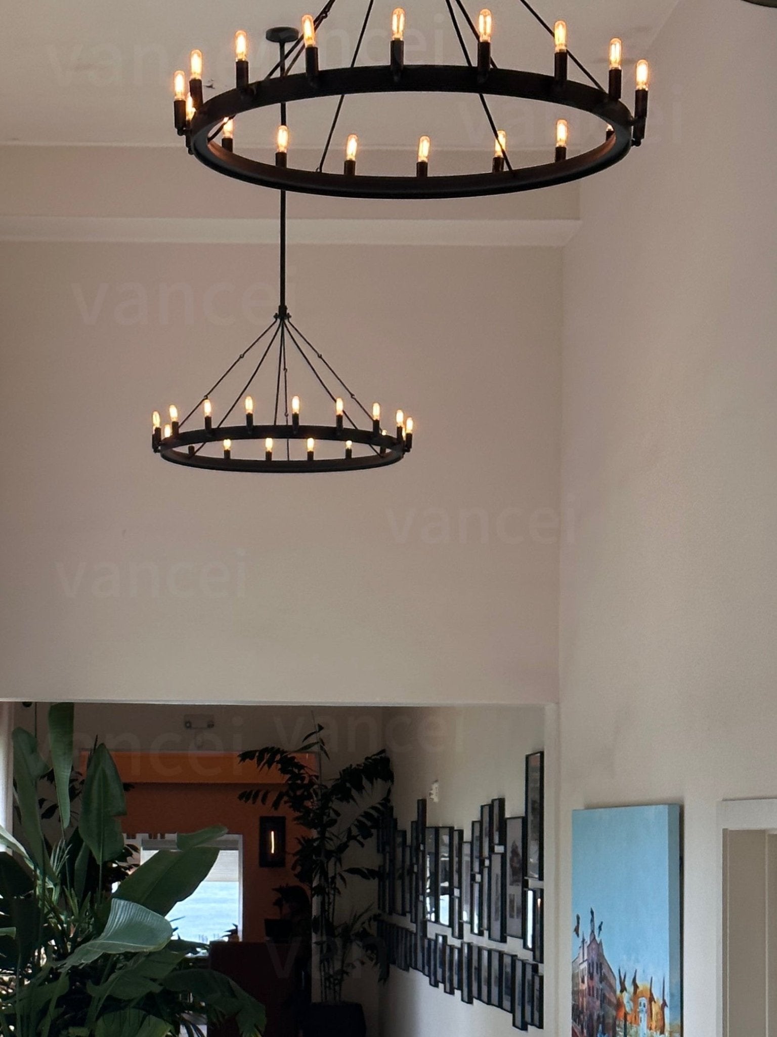 Camino Vintage Filament Round Chandelier-Nobipets