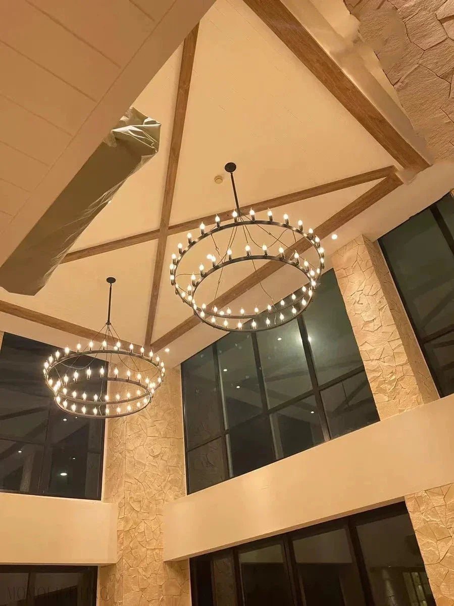 Camino Vintage Filament Two-Tier Round Chandelier-Nobipets