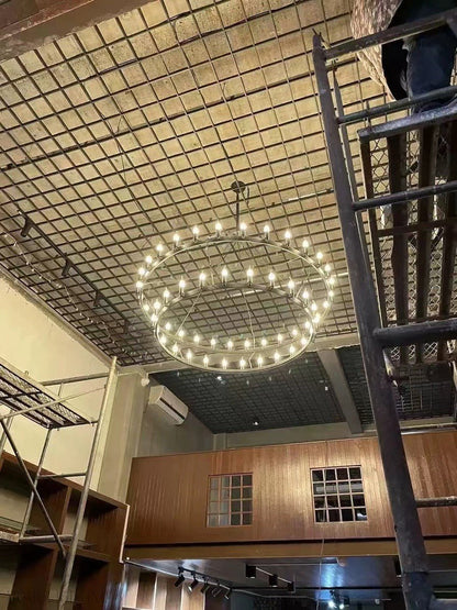 Camino Vintage Filament Two-Tier Round Chandelier-Nobipets