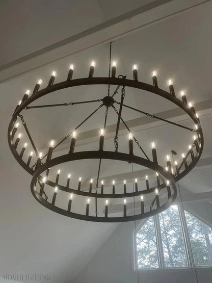 Camino Vintage Filament Two-Tier Round Chandelier-Nobipets