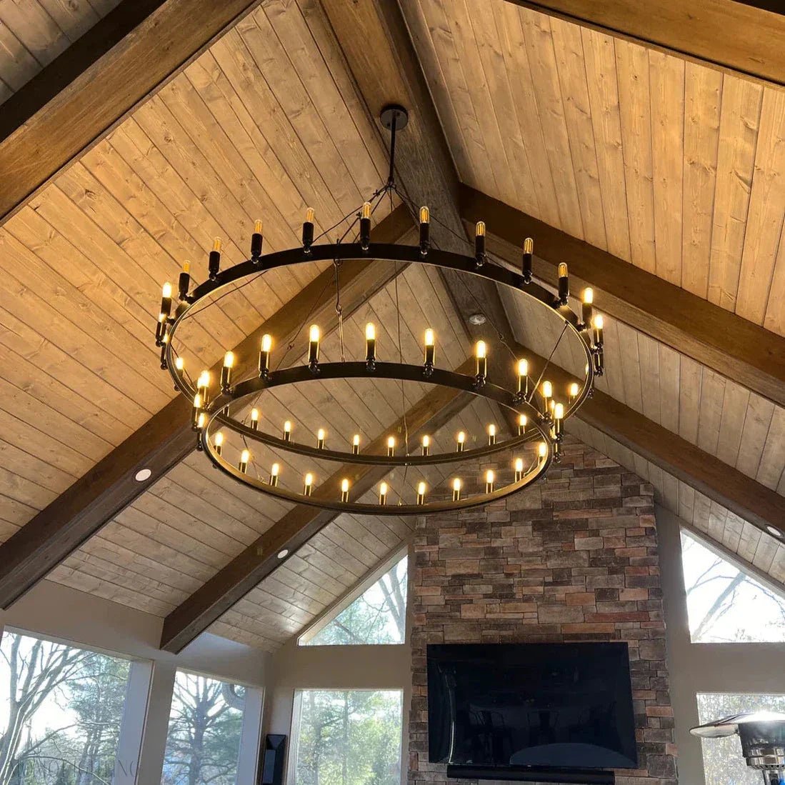Camino Vintage Filament Two-Tier Round Chandelier-Nobipets
