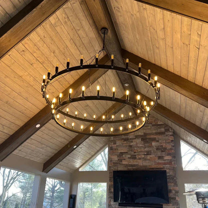 Camino Vintage Filament Two-Tier Round Chandelier-Nobipets