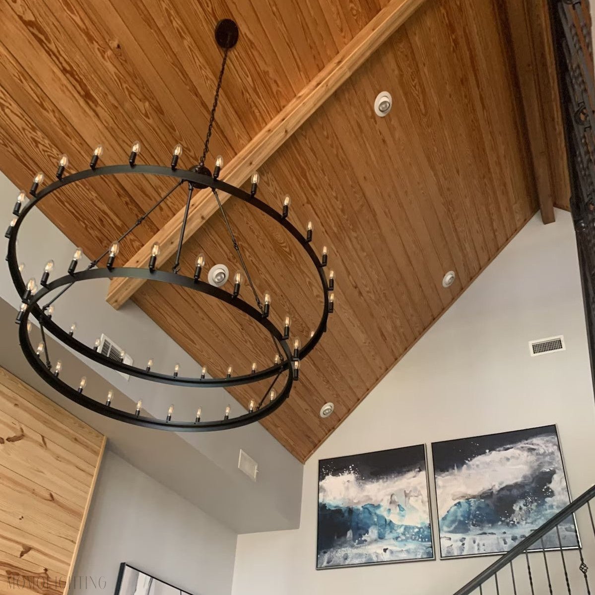 Camino Vintage Filament Two-Tier Round Chandelier-Nobipets