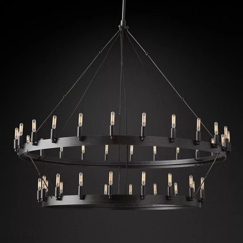 Camino Vintage Filament Two-Tier Round Chandelier-Nobipets